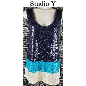 Studio Y Sequin Tank Top Size XL